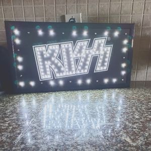 Light up Kiss sign for room/ porch/ man cave or she shed 19inL 10inH